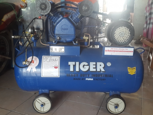 ปั๊มลมไทเกอร์ ขนาดถัง 92 ลิตร 2 หัวสูบ ไฟบ้าน มอเตอร์ 1 แรง 12,000