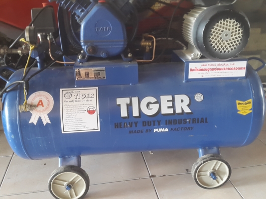 ปั๊มลมไทเกอร์ ขนาดถัง 92 ลิตร 2 หัวสูบ ไฟบ้าน มอเตอร์ 1 แรง 12,000