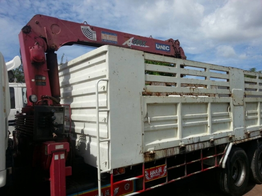 รถฮีโน่ 10 ล้อ ( รั้ว ) ติดเครน 5 ตัน. FL8J  220 แรงม้า. ปี 52.  ( รถวิ่ง 14x,xxx กม. )     สนใจติดต่อ  081 - 6079515