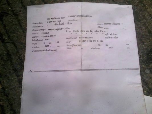 รถฮีโน่ 6 ล้อ รั้ว ( ไม่ดั้ม ) FF3H  195 แรงม้า. ปี 38.    สนใจติดต่อ  081 - 6079515