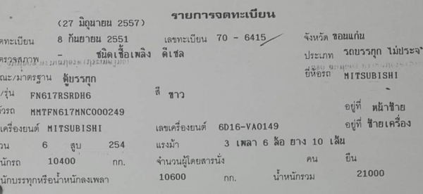 รถสิบล้อตู้ย็น Mitsubishi 617 Euro 2 เพลาเดียว 260 แรงม้า ตู้ยาว 7.20 เมตร
