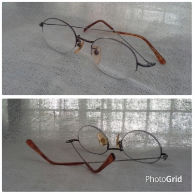 แว่นสายตายาวฮาล์ฟริมเลสที่อาร์ตที่สุด  Original GIORDANO made in Japan