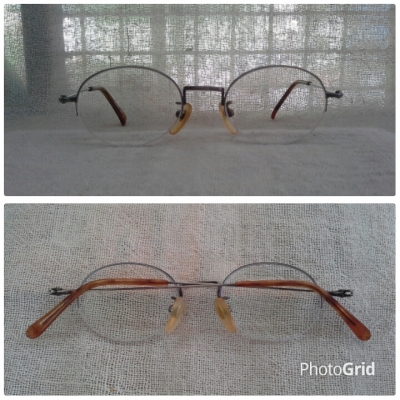 แว่นสายตายาวฮาล์ฟริมเลสที่อาร์ตที่สุด  Original GIORDANO made in Japan