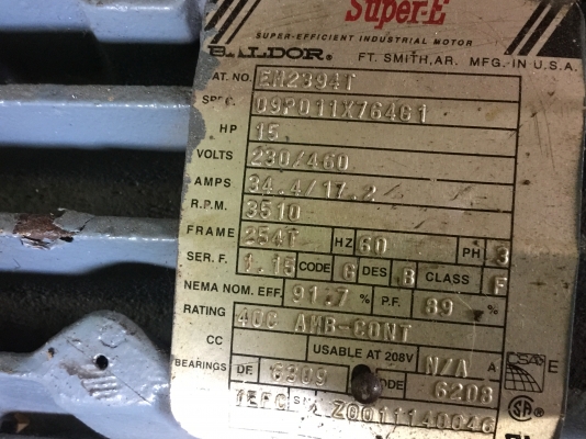 มอเตอร์รอบสูง 3510 รอบต่อนาที ขนาด 15 แรงม้า ยี่ห้อ SUPER -E