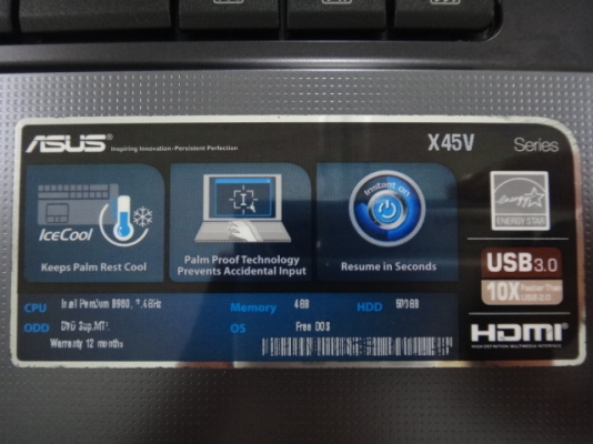 ASUS X45V Pentium B980 2.4GHz