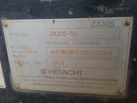 ขาย 1,895,000 HITACHI  ZX 200-5 G ปี 2012 ทำงาน 6,559 ชม. รถสวยพร้อมใช้เอกสารพร้อมโอน 090-772-3710 090-772-3708