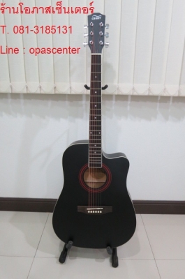 กีต้าร์โปร่ง ใหญ่ คอเว้า 41 นิ้ว CB SKY สีดำ ขัดด้าน สวยมาก ขอบขาว ของใหม่ มือหนึ่ง