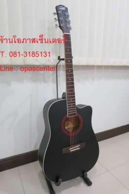 กีต้าร์โปร่ง ใหญ่ คอเว้า 41 นิ้ว CB SKY สีดำ ขัดด้าน สวยมาก ขอบขาว ของใหม่ มือหนึ่ง