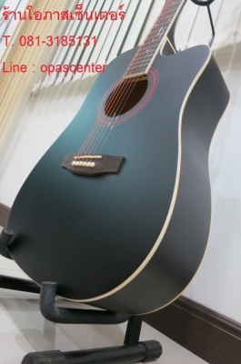 กีต้าร์โปร่ง ใหญ่ คอเว้า 41 นิ้ว CB SKY สีดำ ขัดด้าน สวยมาก ขอบขาว ของใหม่ มือหนึ่ง