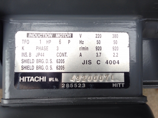 ( เหลือ 2 ตัวครับ )ขายมอเตอร์ Hitachi 1HP. 6Pole 940rpm. 380V รอบช้า หายากครับ วิ่งนิ่มเดิมๆ ทำสีใหม่ พร้อมใช้งาน มี 8ตัวครับ ( เหลือ 2 ตัวครับ )ขายมอเตอร์ Hitachi 1HP. 6Pole 940rpm. 380V รอบช้า หายากครับ วิ่งนิ่มเดิมๆ ทำสีใหม่ พร้อมใช้งาน มี 8ตัวครับ