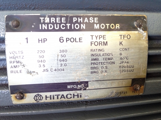 ( เหลือ 2 ตัวครับ )ขายมอเตอร์ Hitachi 1HP. 6Pole 940rpm. 380V รอบช้า หายากครับ วิ่งนิ่มเดิมๆ ทำสีใหม่ พร้อมใช้งาน มี 8ตัวครับ ( เหลือ 2 ตัวครับ )ขายมอเตอร์ Hitachi 1HP. 6Pole 940rpm. 380V รอบช้า หายากครับ วิ่งนิ่มเดิมๆ ทำสีใหม่ พร้อมใช้งาน มี 8ตัวครับ