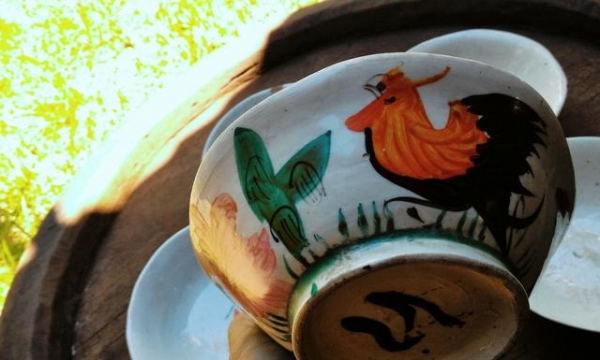 ถ้วยตราไก่โบราณ ของชาวบ้านแดนอีสาน น้ำเคลือบสวย ยกชุด 5ใบ