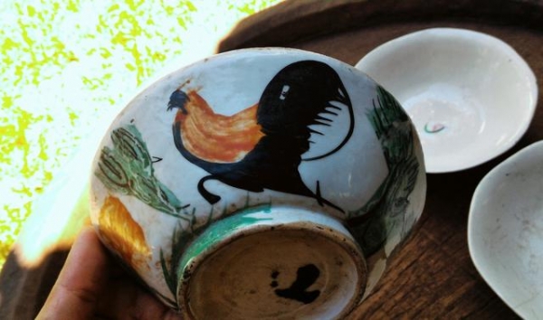 ถ้วยตราไก่โบราณ ของชาวบ้านแดนอีสาน น้ำเคลือบสวย ยกชุด 5ใบ