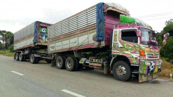 ขายรถพ่วง 24 ล้อ แม่-ลูก กระบะเนียมคอกเกษตรดั้ม อู่.ส สมบัติ HINO 380 ปรายปี.53 ราคา 2450000 ต่อรอง