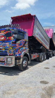 ขายรถพ่วงดัมพ์มิเนียม ISUZU เครื่อง 360 แรง ปลายปี 56 กระบะดัมพ์มิเนียมอู่สหกิจ ลูก 3 เพลาแท้ ทะเบียนพร้อม