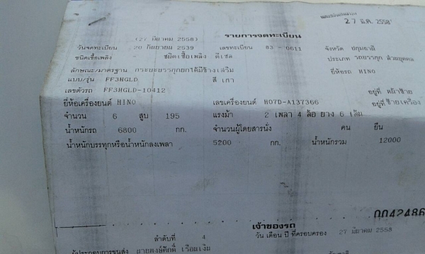 ขายรถบรรทุก 6 ล้อดัมพ์ HINO FF 195 แรงม้ารถห้างแท้ ราคา 650000