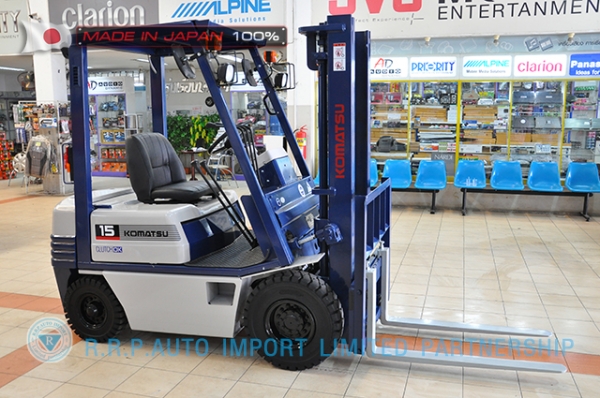 ขายรถโฟล์คลิฟท์มือสอง KOMATSU รุ่น FD15D-310925 ราคา 225,000 บาท นำเข้าจากประเทศญี่ปุ่น 100\% ไม่เคยใช้งานในไทย