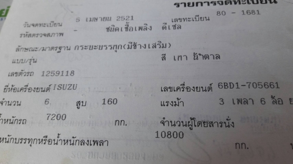 ขาย เทนเลอร์ 10 ล้อ หัวยาว เพลาเดียว เฟืองท้ายใหญ เครื่อง 6BD1 165 แรงม้า เกียร์ร็อคกี้ เบรคลมดัน คัสซีสวย เล่มทะเบียนครบพร้อมโอน