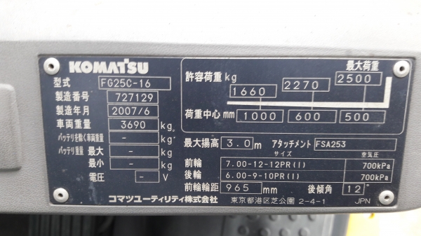 ขาย ฟอร์คลิฟต์ 2.5 ตัน เก่านอก