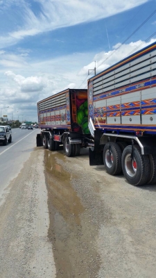 ขายรถพ่วง HINO เครื่อง 344 แรง แม่ปี 55 ลูกปี 59 ลูก 3 เพลาแท้ยาว 6.80 เมตร กระบะอู่พงษ์ไพบูลย์บ้านโป่ง ยาง 80\% ทะเบียนพร้อม