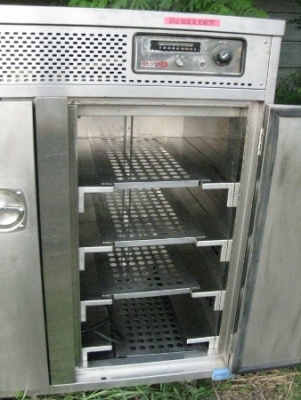ขายตามสภาพ-ตู้อบแห้งลมร้อนสแตนเลส มือสองเก่าญี่ปุ่น ระบบ 2 ประตู 4 ชั้น