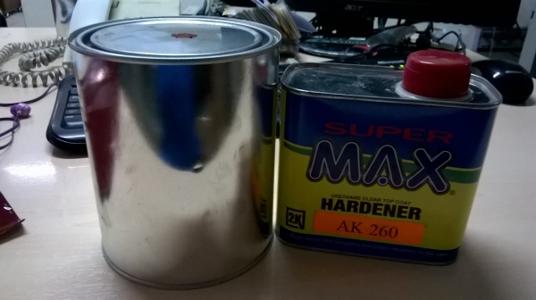 สี 2k สีแดงระบบ 4:1 ขายเป็นชุด สี(1ลิตร)+น้ำยาเร่งแข็ง(1/2ลิตร)