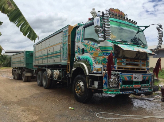 ขายรถพ่วงดัมพ์มิเนียม ISUZU เครื่อง 360 แรง ปี 57 ดัมพ์มิเนียมอู่รุ่งทรัพย์ ลูก 3 เพลาแท้ ทะเบียนพร้อม