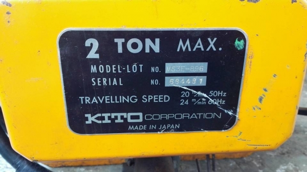 ตัวเดิน KITO 2 Ton. ระบบไฟตรงแท้ 380V สภาพสวยพร้อมใช้มาเทสก่อนได้!!