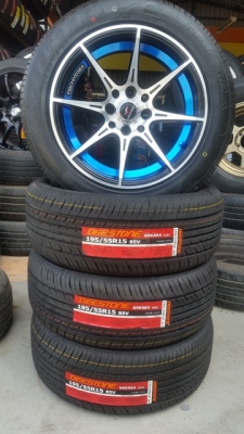 ขายล้อใหม่ YACHIYODA ขอบ15 กว้าง7 4รู100/114 พร้อมยาง 4 ล้อ