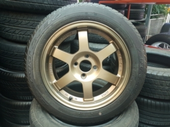 ขายล้อTE37 ขอบ15x7 ET35 ล้อใหม่ 4รู100 พร้อมยาง\%185 60 15 ปี 14 DUNLOP