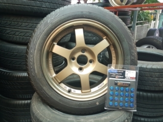 ขายล้อTE37 ขอบ15x7 ET35 ล้อใหม่ 4รู100 พร้อมยาง\%185 60 15 ปี 14 DUNLOP