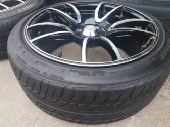 ขายล้อซิ่ง ขอบ 17 ดำหน้าเงา 4รู100 พร้อมยาง 205/45/17