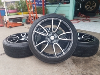 ขายล้อซิ่ง ขอบ 17 ดำหน้าเงา 4รู100 พร้อมยาง 205/45/17