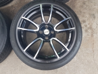 ขายล้อซิ่ง ขอบ 17 ดำหน้าเงา 4รู100 พร้อมยาง 205/45/17