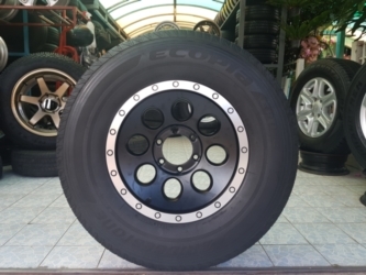 ขายล้อหยดน้ำดำหน้าเงา ขอบ16x8.5 ล้อใหม่ 6รู139 พร้อมยาง 265 70 16 ปี 14 บิสโตน