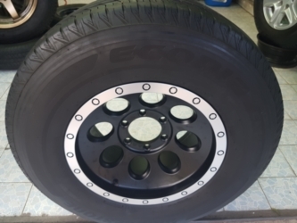 ขายล้อหยดน้ำดำหน้าเงา ขอบ16x8.5 ล้อใหม่ 6รู139 พร้อมยาง 265 70 16 ปี 14 บิสโตน