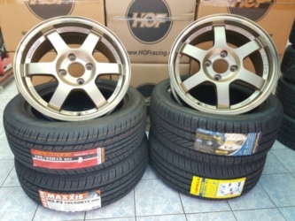 ขายล้อTE37 ขอบ15 ล้อใหม่งานHOF 4รู100 พร้อมยางซิ่ง ( ยางใหม่ปี16 )