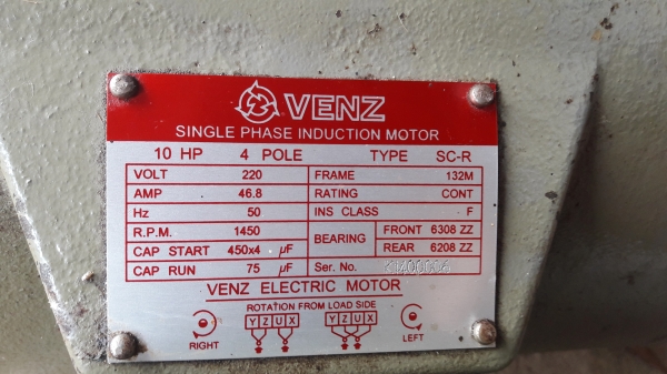 มอเตอร์ vanz 10แรง ไฟบ้าน2 สาย 220v มอเตอร์ vanz 10แรง ไฟบ้าน2 สาย 220v