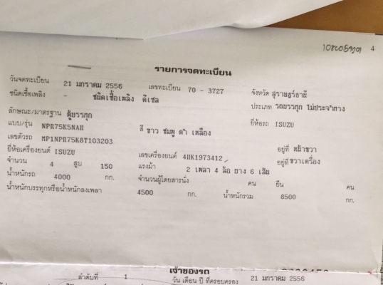 ขายISUZU 6ล้อ NPR 150 EURO 3 รุ่นหน้าตึกเครื่อง 150 เเรง เครื่องคอมมอลเรล ตู้เเห้งเปิดได้3บานจดทะเบียนปี 2556 (2013) ยาว5.00เมตร สภาพพร้อมใช้งานใครต้องการไม่ผิดหวังราคา890,000บาทจัดไฟเเนนได้ดูรถได้ที่เต็นท์รถ JJ.AUTOCAR 2 หลังวัดจันทรารามติดถนนเพชรเกษมก.ม
