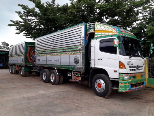 ขายรถพ่วงดัมพ์ Hino เครื่อง 344 แรง ปี 56 กระบะดัมพ์มิเนียมอู่ ส.สมบัติ ลูก 3 เพลาแท้ ยางดี ทะเบียนพร้อม