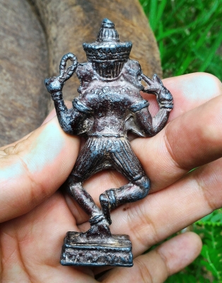 พระพิฆเนศเก่า ปางเต้นรำ เนื้อชินตะกั่ว สูง 3นิ้ว กว้าง 1.5นิ้ว น้ำหนักดี