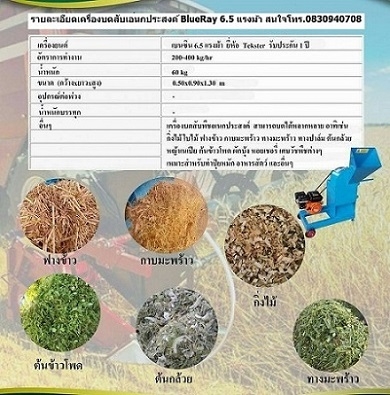 เครื่องย่อยกิ่งไม้ใบไม้ บ้านหมอเล็ก BlueRay 6.5