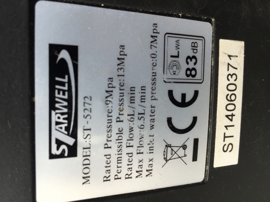ขายเครื่องฉีดน้ำแรงดันสูง STARWELL 130BAR มือสอง สวยๆครับ