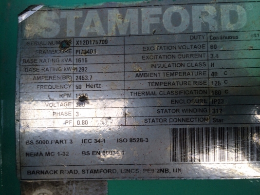 ขายเครื่องปั่นไฟ CUMMINS. KTA50GS8. 1600 KVA