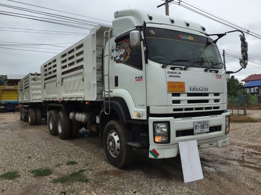 ขายรถพ่วงดัมพ์ ISUZU เครื่อง 360 แรง ปี 55 กระบะดัมพ์สามมิตร ลูก 3 เพลาแท้ ยางเต็ม พร้อมใช้งาน