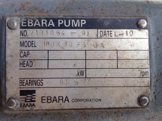 ขายหัวปั้มน้ำหอยโข่ง Ebara 100x80FSG ใบพัดทองเหลือง ขนาดเข้า 4นิ้ว ออก 3นิ้ว สภาพสวย วิ่งนิ่มเดิมๆ พร้อมใช้งาน มี 2ตัวครับ