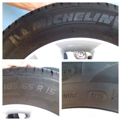 ขายล้อแม็กซ์ขอบ15 Nissan Tida 4รู114 ติดยางmicheli 185 65 15ปี13 เก่าเก็บยางนุ่มๆ 1ชุด ราคา3800บ โทร0924462525โส กทม