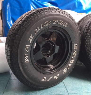 ล้อLenso ลายBradley V 16x8 off -25 เพิ่งเบิกใหม่ใส่ใหม่มาก ยางMaxxis Bravo AT 265/70/16