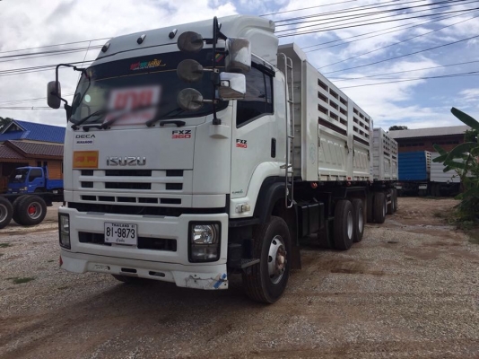 ขายรถพ่วงดัมพ์ ISUZU เครื่อง 360 แรง ปี 55 กระบะดัมพ์สามมิตร ลูก 3 เพลาแท้ ยางเต็ม พร้อมใช้งาน